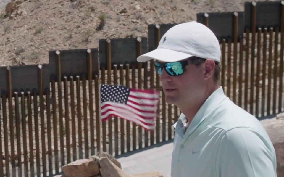 Brian Kolfage at the border wall in Sunland Park, NM. (Photo: Yahoo News Video)