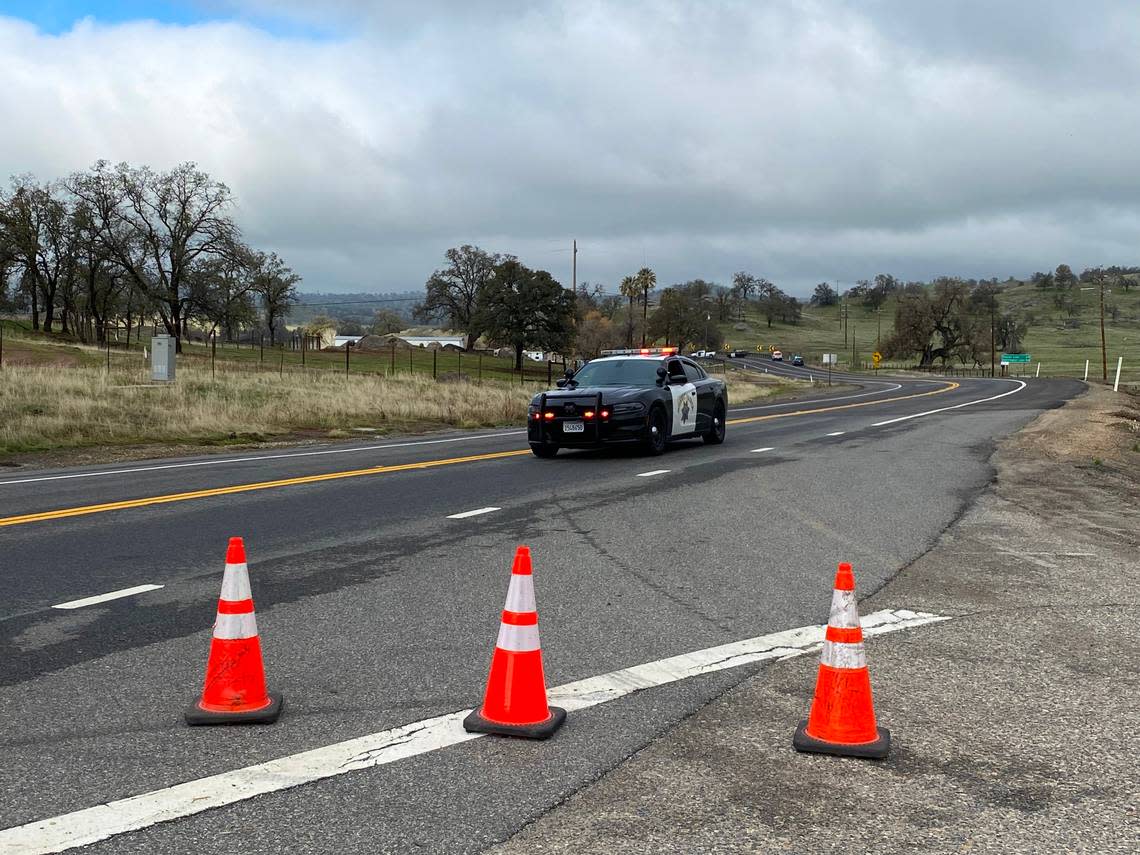 Highway 168 north of Sample Road was closed Wednesday, Dec. 28, 2022, after a big rig rolled, the California Highway Patrol said.