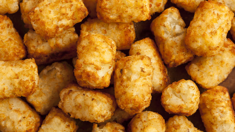 Closeup of pile of tater tots