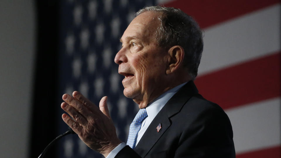 Democratic presidential candidate and former New York City Mayor Mike Bloomberg speaks during a campaign event, Thursday, Feb. 20, 2020, in Salt Lake City. (AP Photo/Rick Bowmer)