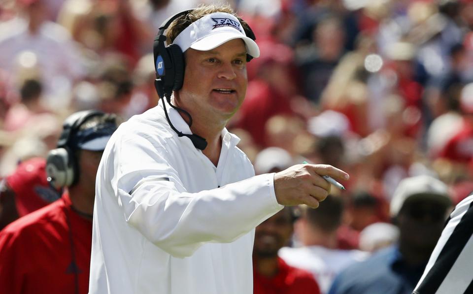 Lane Kiffin hasn’t been on the national radar at Florida Atlantic this season. (AP)