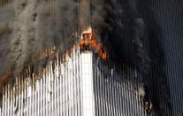 The north tower of the World Trade Center is on fire due to a terrorist act of a plane hittng the building in Manhattan, NY. (Photo by Jennifer S. Altman/WireImage)