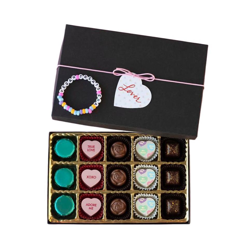 <p><a href="https://shop.vegantreats.com/collections/frontpage/products/wonderstruck-sweethearts-15-piece-chocolate-box" rel="nofollow noopener" target="_blank" data-ylk="slk:Shop Now;elm:context_link;itc:0;sec:content-canvas" class="link ">Shop Now</a></p><p>Wonderstruck Sweethearts Chocolate Box</p><p>vegantreats.com</p><p>$75.95</p>