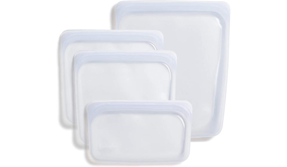 Four silicone reusable bags.