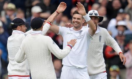 Cricket - England v Australia - Investec Ashes Test Series Third Test - Edgbaston - 29/7/15 England's James Anderson is congratulated after dismissing Australia's Peter Nevill Reuters / Philip Brown Livepic