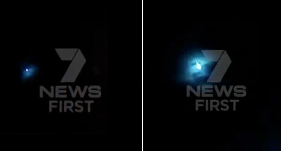 Residents in Perth reported hearing a loud bang before the light (pictured left and right), possibly a meteor, streaked through the darkness around 7.40pm on Monday