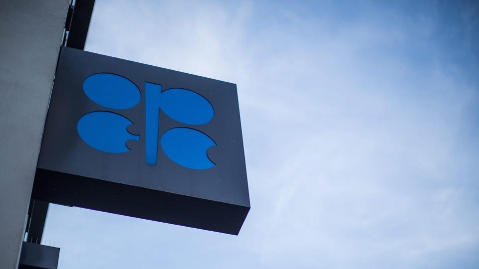 Das OPEC-Logo am Sitz der Organisation Erdöl-exportierender Länder in Wien.