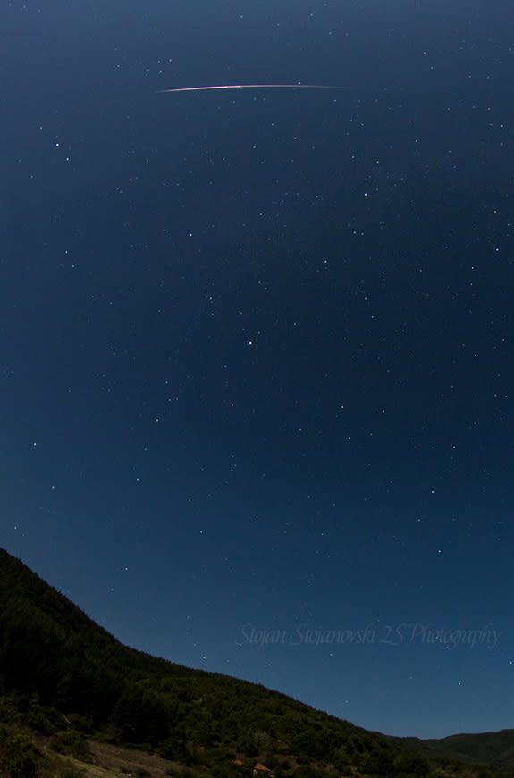 Night sky photographer Stojan Stojanovski captured this photo of a Perseid meteor from Ohrid, Macedonia on Aug. 13, 2014.