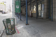 <p>The scaffolding has returned as renovations begin on the building where the engine landed on the corner of Church Street and Murray Street several blocks away from the World Trade Center site on Aug. 19, 2017. (Photo: Gordon Donovan/Yahoo News) </p>