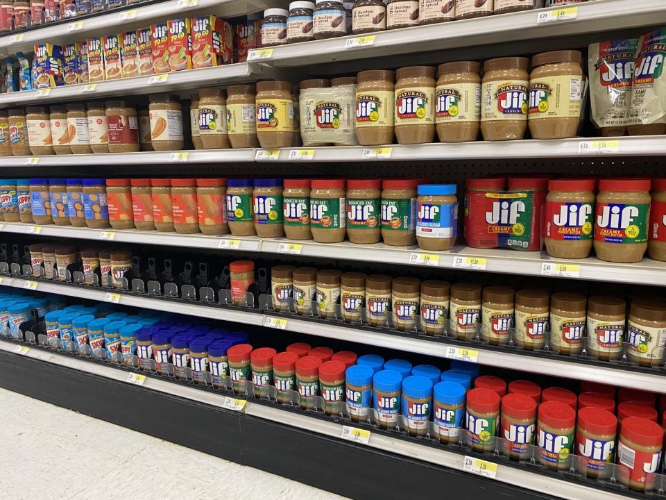 peanut butter on shelving in target