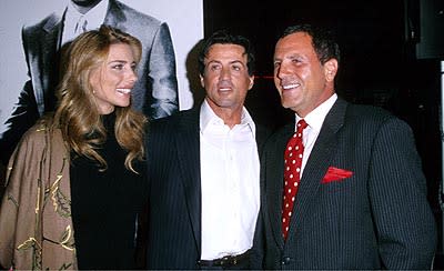 Jennifer Flavin , her husband Sylvester Stallone and her brother-in-law Frank Stallone at the Mann's Bruin Theater premiere of Warner Brothers' Get Carter