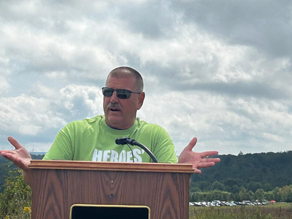 Ken Nacke talks at the ceremony that opens the western overlook for visitors at Flight 93 National Memorial.