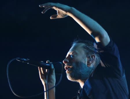 Thom Yorke of British band Radiohead performs at the Optimus Alive Festival in Alges, on the outskirts of Lisbon July 15, 2012. REUTERS/Hugo Correia