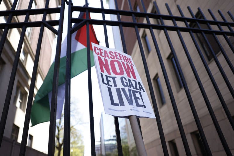 Columbia University announced it would hold all classes virtually on Monday amid escalating tensions on campus tied to the ongoing war between Israel and Hamas in Gaza. Photo by John Angelillo/UPI