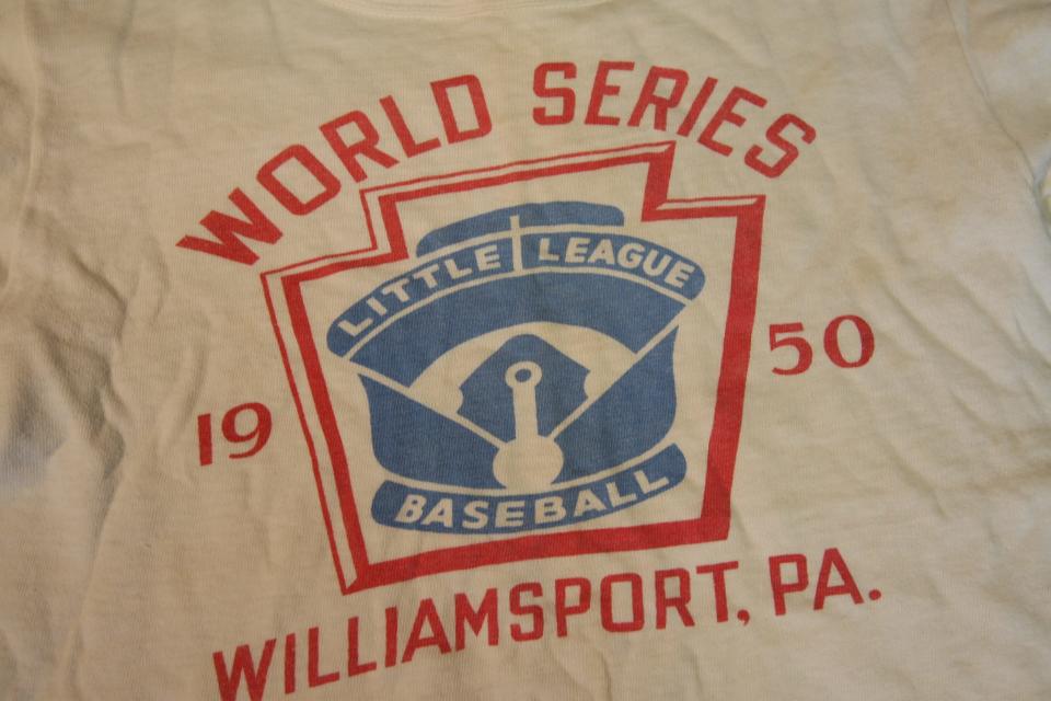 A T-shirt worn by a member of the Westerly Little League All-stars, who made it to the Little League World Series in 1950 — the first team from Rhode Island to qualify.