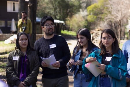 Young climate activists from Latin America are seen during a meeting and training ahead of forthcoming conference, COP25 in San Jose de Maipo, outskirts of Santiago