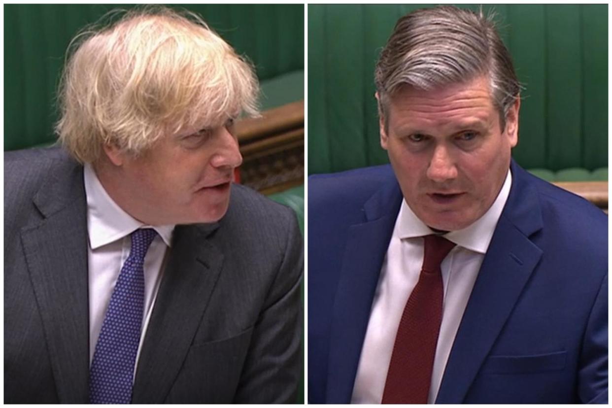 Boris Johnson and Keir Starmer clashed over the Government's efforts to develop a contact tracing app: PA