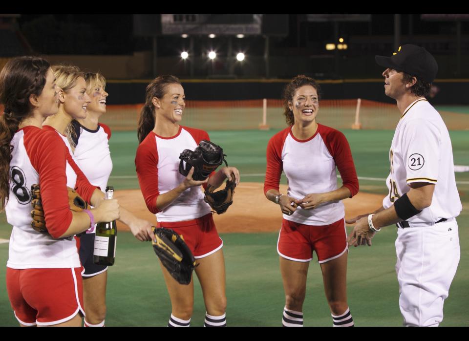 THE BACHELOR - "Episode 1605" - Ben surprises nine women with a trip to the famed Roberto Clemente Baseball Stadium. It's all good fun as the group enjoy their time in the field. But then Chris Harrison informs them they will be playing a game against each other to decide who will get a beachside after-party with Ben. The losers will go back to the hotel. Ben chooses one lucky woman to be his MVP - playing on both teams and assured of a ticket to the after-party. For the rest of the bachelorettes, it's game on! Rabidly competitive, the women battle until the last dramatic out, provided by one devastated woman who strikes out and takes the whole team down with her. Ben opens up to one of his sweethearts and then offers her the rose, but Courtney steals the show by privately inviting Ben to a secret rendezvous that is a tempting mind blower: come skinny dip with me! The next episode of "The Bachelor" airs MONDAY, JANUARY 30 (8:00-10:01 p.m., ET), on the ABC Television Network. (Francisco Roman, ABC)