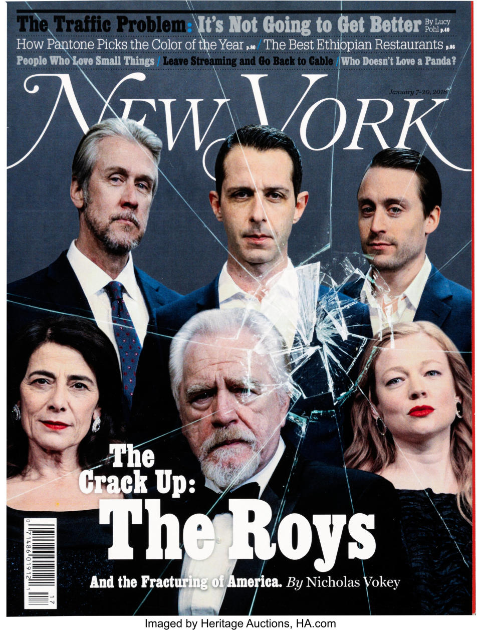 A copy of the New York magazine that featured Succession's Roy family is among the items from the series currently up for auction