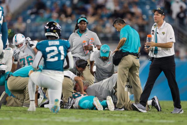 Miami Dolphins rookie Daewood Davis released from hospital after being  carted off field