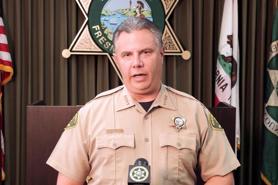 Fresno County Sheriff John Zanoni during the news conference. (Fresno County Sheriff's Office / via Facebook)