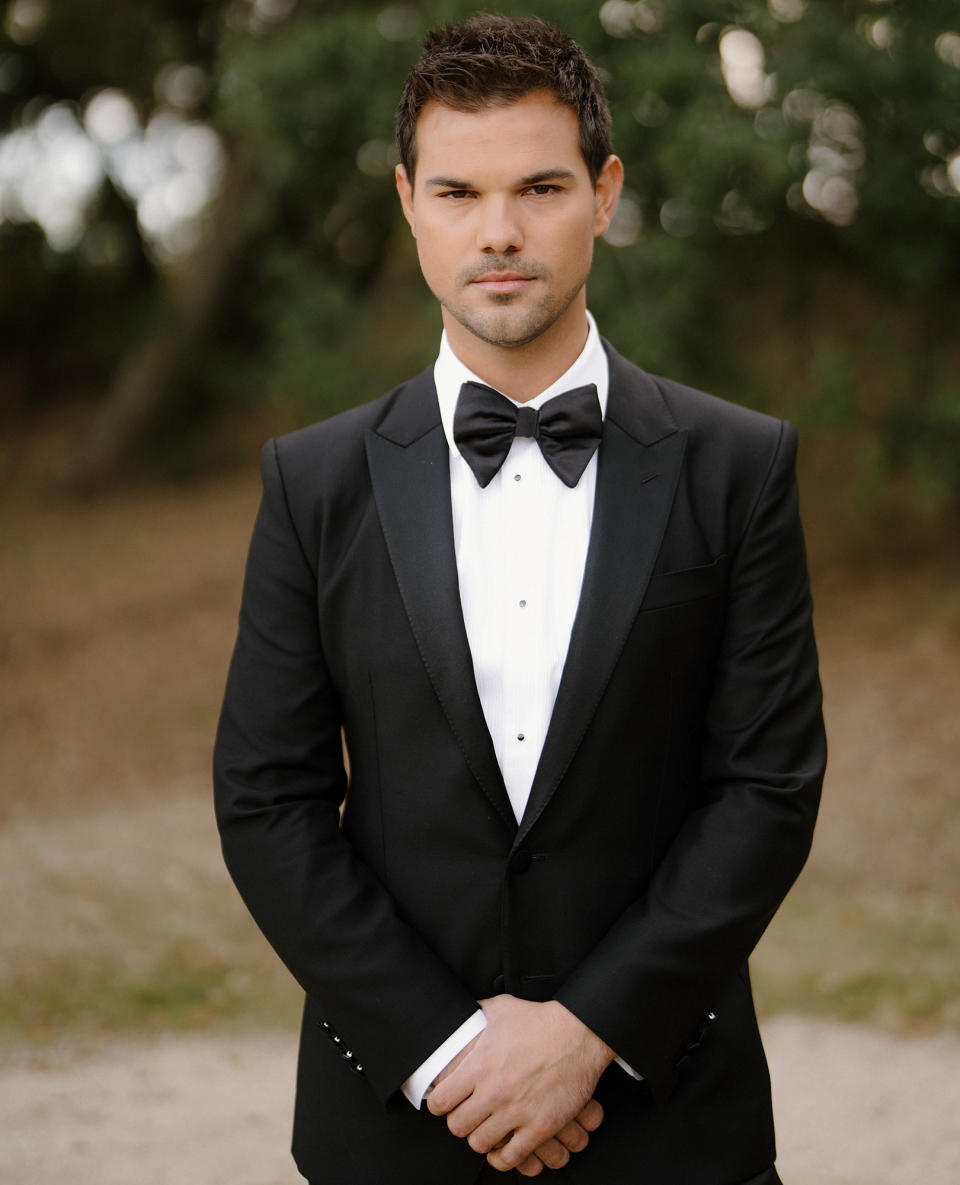 <p>Lautner wore a Dolce & Gabbana tux for the ceremony, but changed for the reception after splitting his pants on the dance floor at a friend's wedding months prior. "I was so upset because I loved that suit," <a href="https://people.com/style/taylor-lautner-wore-velvet-suit-for-his-wedding-so-he-wouldnt-split-his-pants/" rel="nofollow noopener" target="_blank" data-ylk="slk:he said" class="link ">he said</a>. </p>
