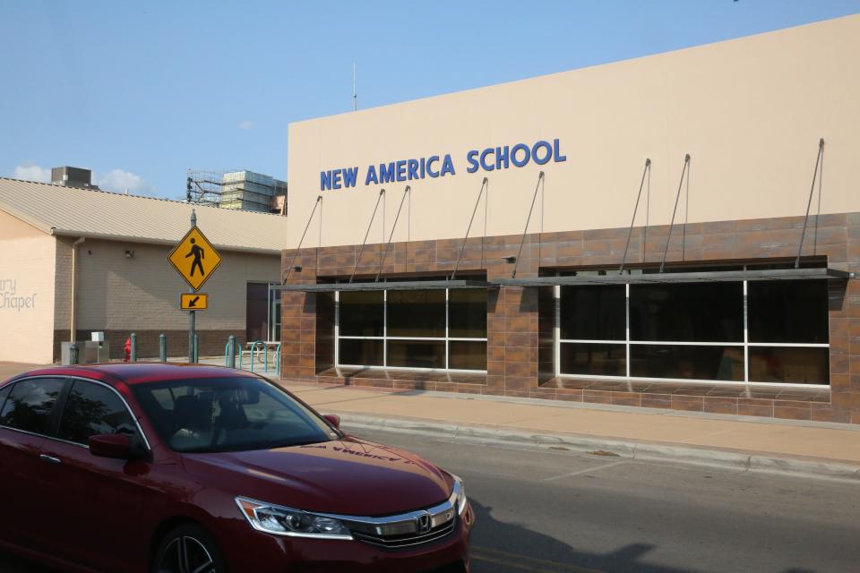 The charter high school New America School is seen in downtown Las Cruces on Monday, Sept. 27, 2021.