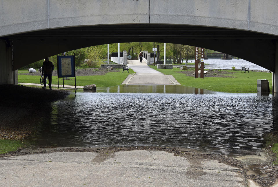 Flooding under road overpass