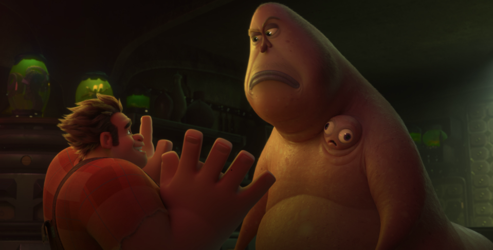 Ralph meets the dark web overlord Double Dan (voiced by Alfred Molina). (Image: Disney)