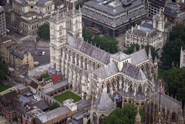 An aerial view of Westminster Abbey 