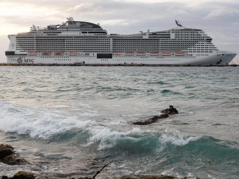 16 Cruise liner MSC Meraviglia is berthed at a dock in Punta Langosta in Cozumel