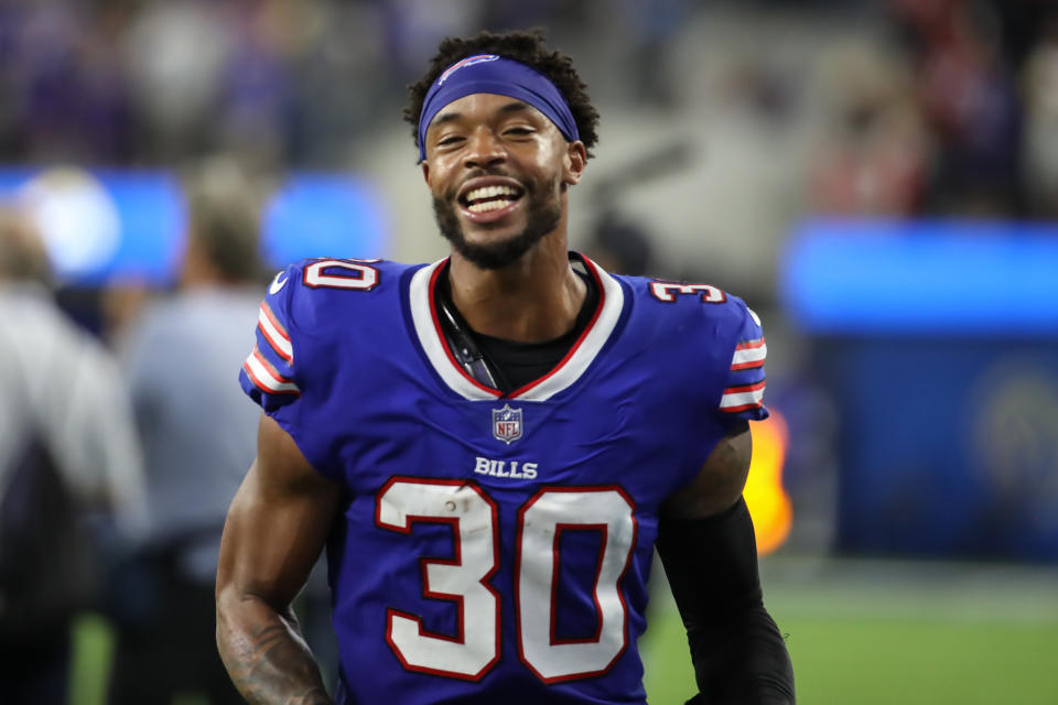 INGLEWOOD, CA - SEPTEMBER 08: Buffalo Bills cornerback Dane Jackson (30) during the Buffalo Bills game versus the Los Angeles Rams on September 8, 2022, at Sofi Stadium in Inglewood, CA. (Photo by Jevone Moore/Icon Sportswire via Getty Images)