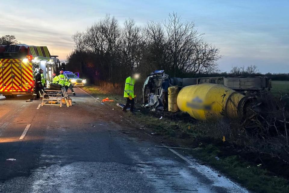 Police now appealing for witnesses of lorry crash on A41 <i>(Image: Oxfordshire Fire and Rescue Service)</i>