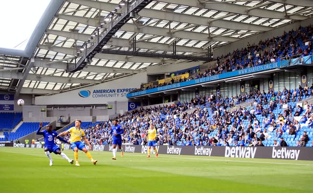 During August, Brighton played Chelsea in a pre-season friendly in front of 2,500 fans at the Amex Stadium (Adam Davy/PA)