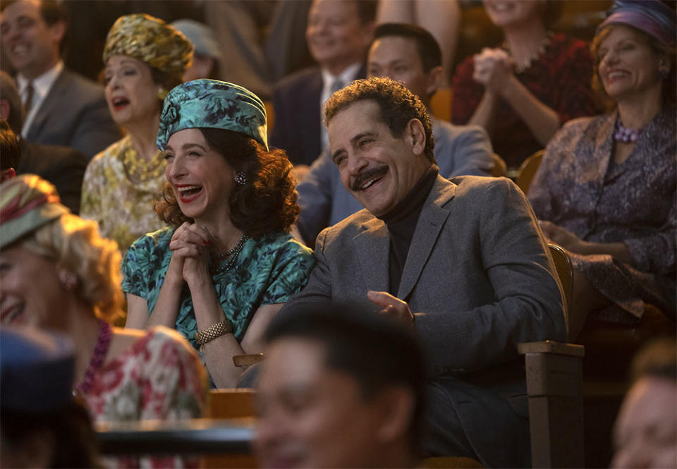 Marin Hinkle as Rose Weissman and Tony Shalhoub as Abe Weissman in The Marvelous Mrs. Maisel