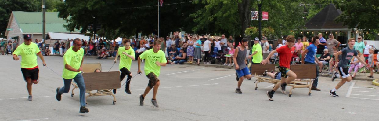 A fun time was had by all as teams battled it out to see who would reign supreme in the annual Gosport Lazy Days bed races.