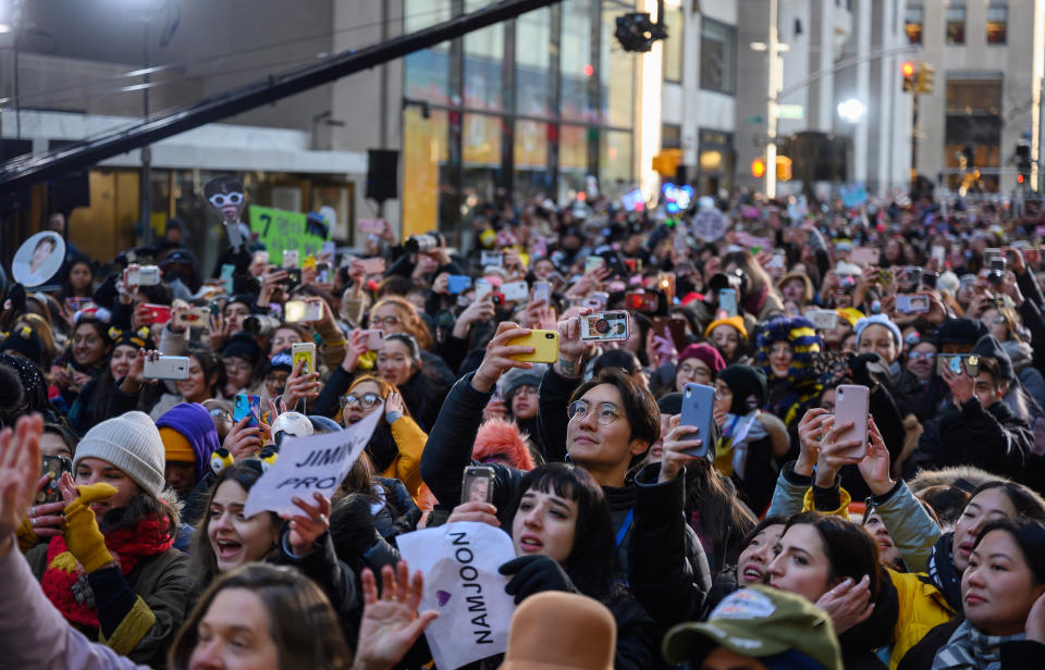 Fans gather on the plaza for BTS on 