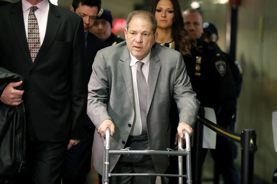 Harvey Weinstein arrives to court for the start of jury selection in his sexual assault trial Tuesday, Jan. 7, 2020, in New York. (AP Photo/Seth Wenig)