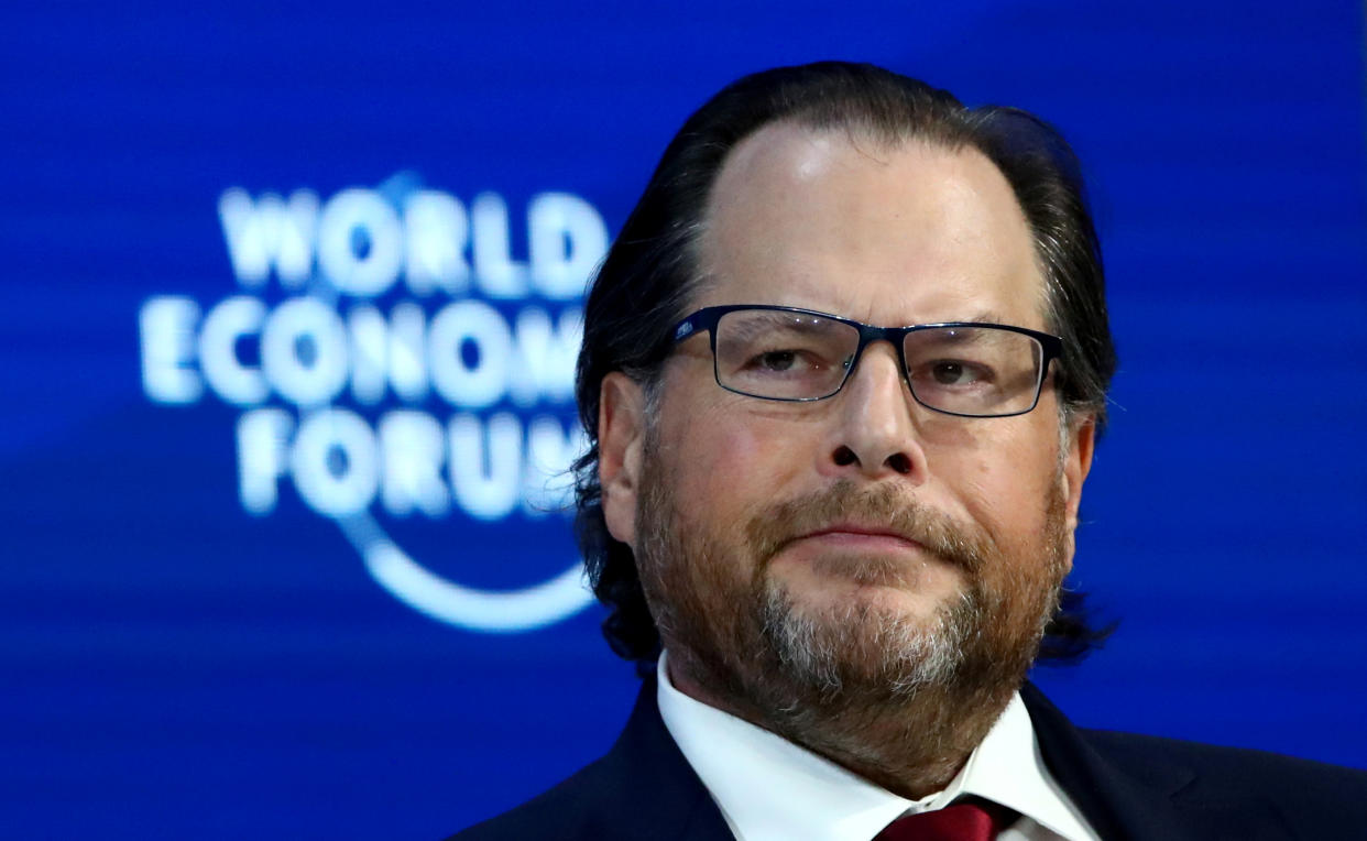 Chairman and Co-CEO of Salesforce Marc Benioff attends a session at the 50th World Economic Forum (WEF) annual meeting in Davos, Switzerland, January 21, 2020. REUTERS/Denis Balibouse