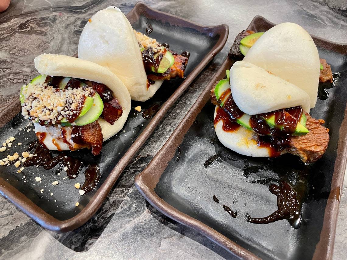 Pork belly and short rib baos from In Ramen in the Shoma Bazaar food hall