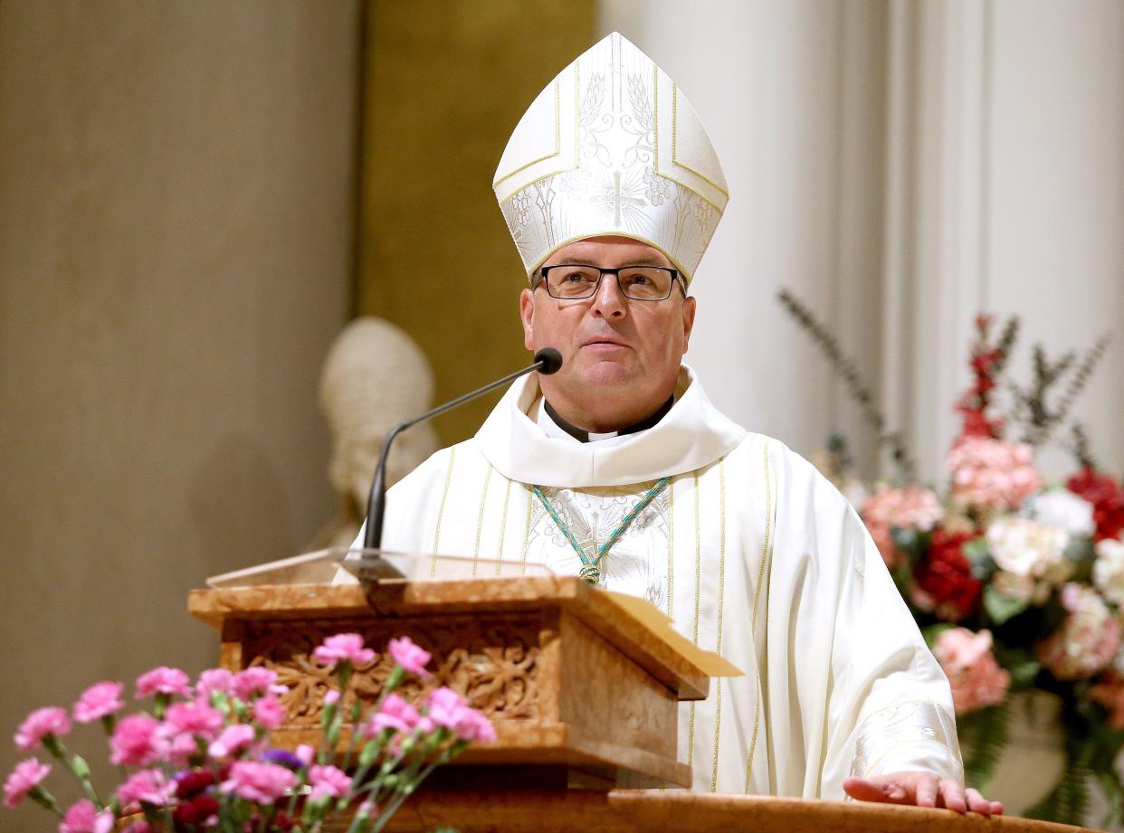 Catholic Diocese of Youngstown Bishop David Bonnar speaks at a Mass held at St. Joseph Catholic Church in Canton in this file photo from 2021.