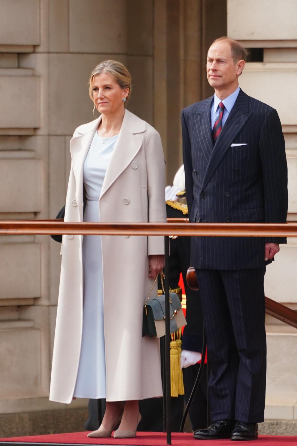 Sophie, Duchess of Edinburgh, Prince Edward, Duke of Edinburgh on behalf of King Charles III, attends the Changing of the Guard at Buckingham Palace 