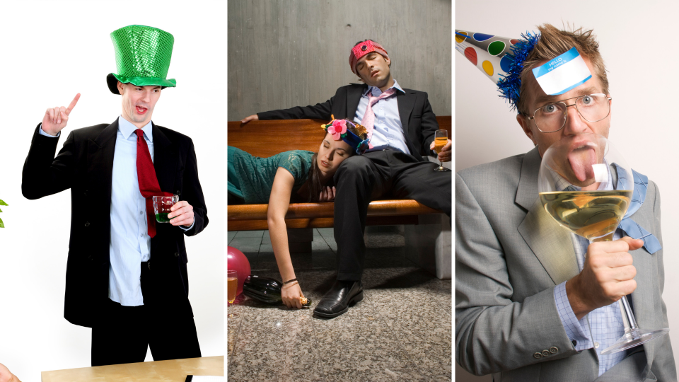 Pictured: Workers being drunk and silly at work office EOFY parties. Images: Getty