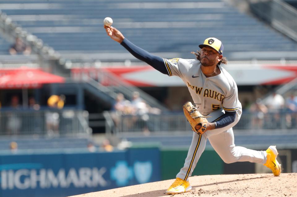 Brewers starting pitcher Freddy Peralta who was on the hook for three runs Wednesday, hadn't given up more than two in a start since Aug. 3.