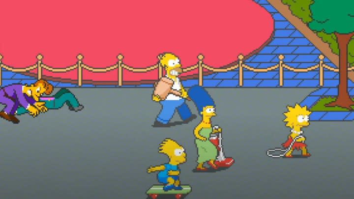 The Simpson family fights together in The Simpsons Arcade Game.