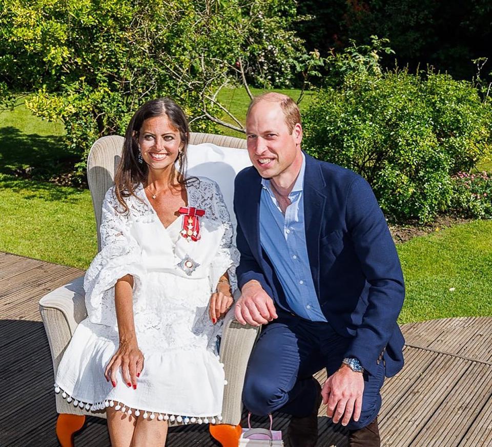 Deborah James has shared a photo of her meeting with Prince William as the royal presented her with her Damehood. (Deborah James)