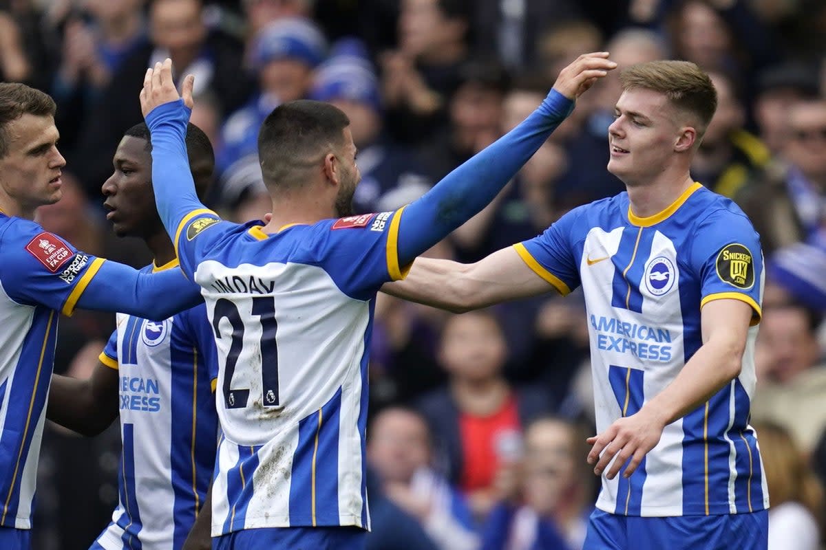 Evan Ferguson (right) netted a brace in Brighton’s FA Cup win (Andrew Matthews/PA) (PA Wire)