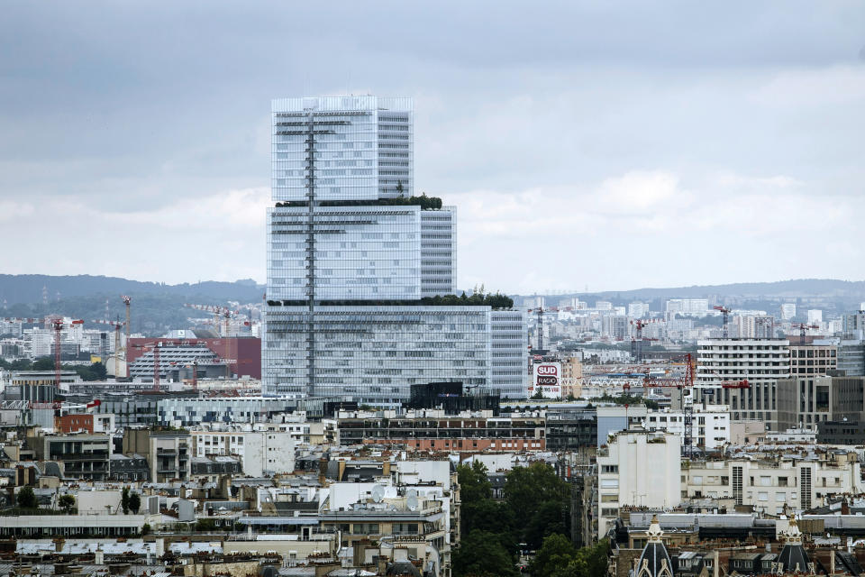 FILE-The Paris courthouse is pictured Monday, July 12, 2021 in Paris. Lebanon's billionaire caretaker prime minister has denied all allegations of money laundering after a complaint was filed in France by two anti-corruption groups this week. The complaint against Najib Mikati was formally filed Tuesday to France's National Financial Prosecutor's office by French anti-corruption non-governmental organization Sherpa and the Collective of Victims of Fraudulent and Criminal Practices. (AP Photo/Lewis Joly, File)