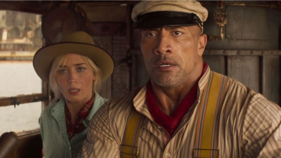 Jungle Cruise stars Dwayne "The Rock" Johnson and Emily Blunt. They are seeking a precious artifact in the Amazon.