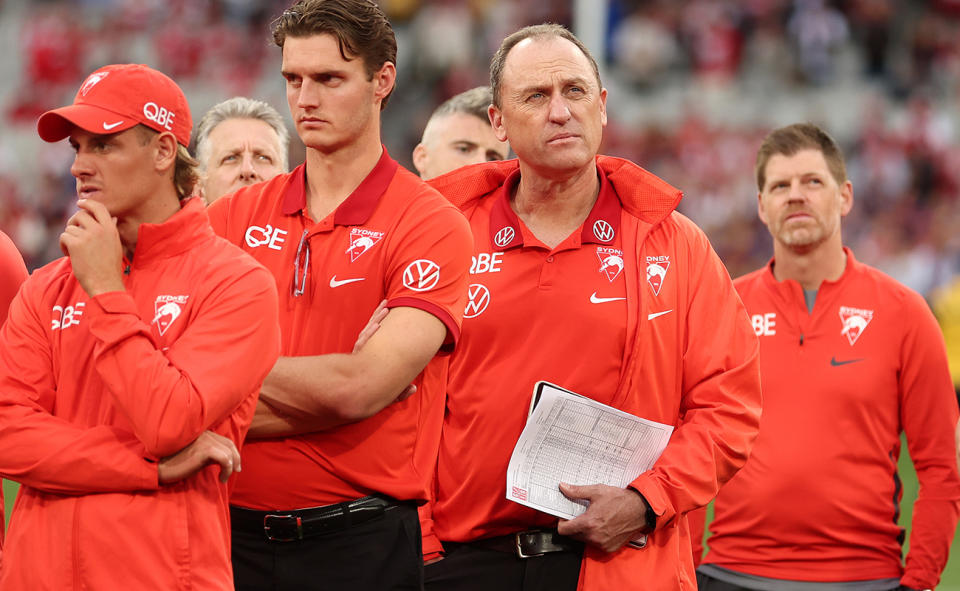 John Longmire, pictured here after Sydney's loss in the AFL grand final.